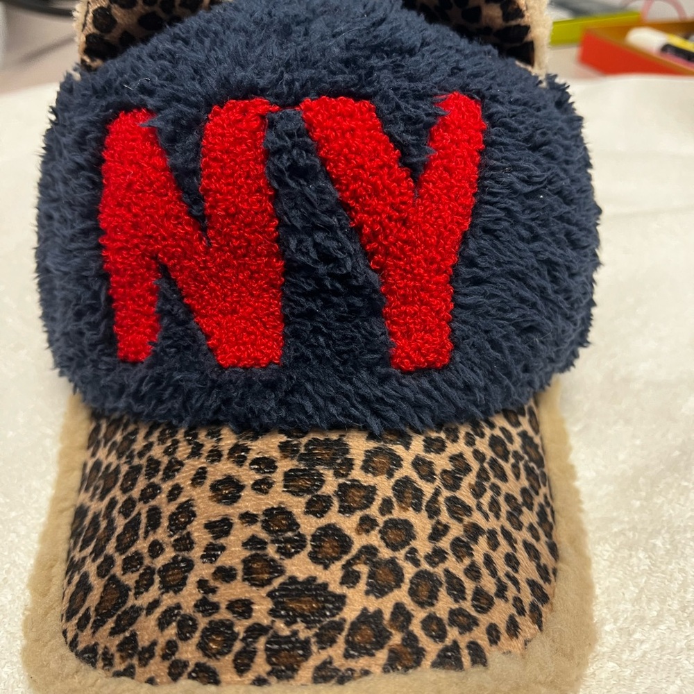 Kids Leopard Print Cap with Red NY Logo